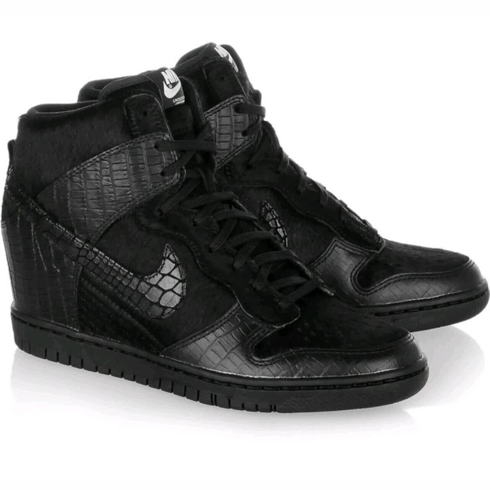 Nike Dunk Sky Hi Wedge Undercover Women black Shoes Size Fur Sneaker 717122-001